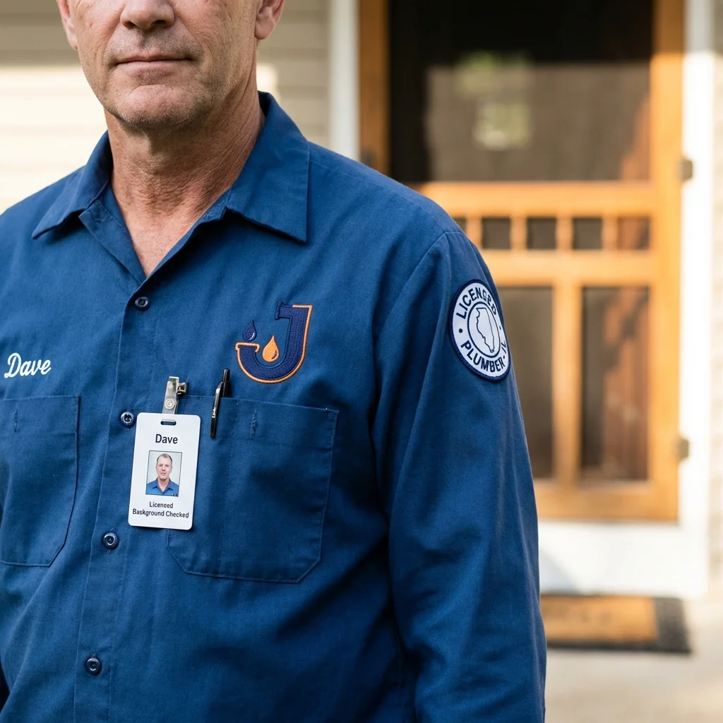 Licensed plumber showing ID badge in Lowville, NY